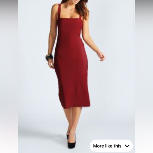 Jen 12 Square Neck Bodycon Midi Dress BooHoo - Picture 7 of 12